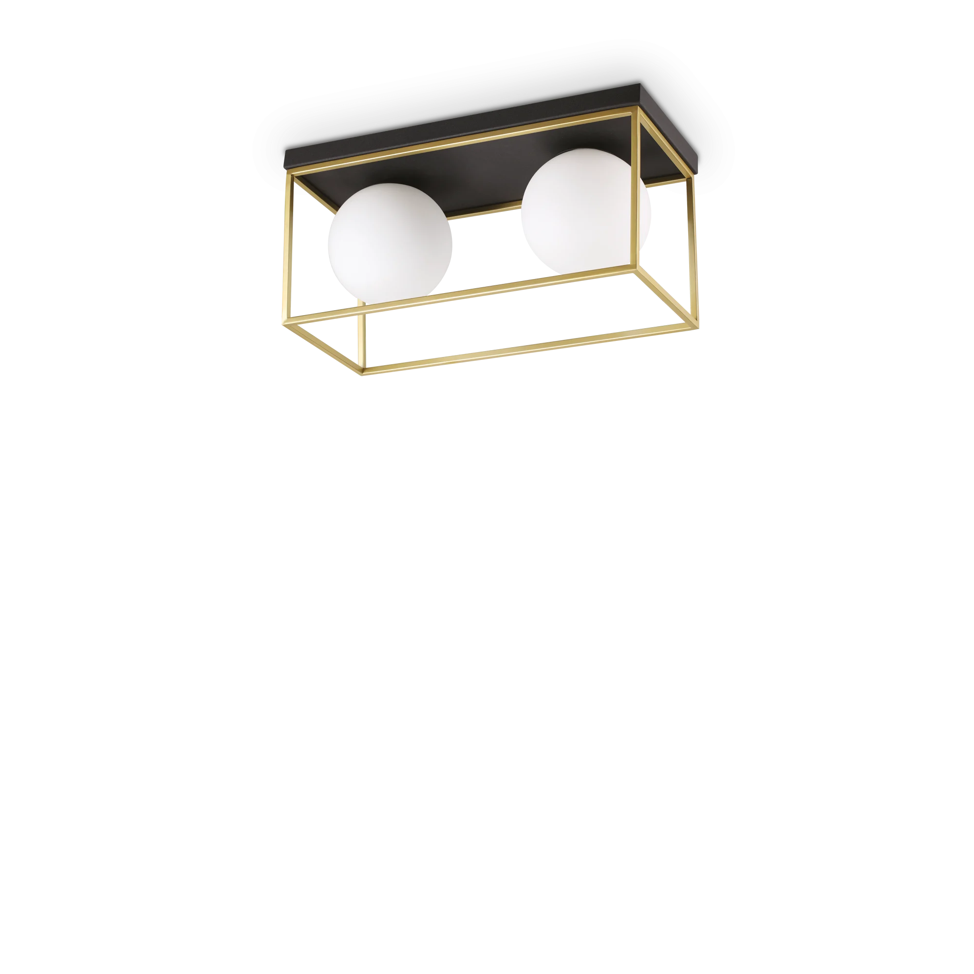 Plafón de techo Ideal Lux Lingotto latón cristal 2 luces 56W 45,5cm
