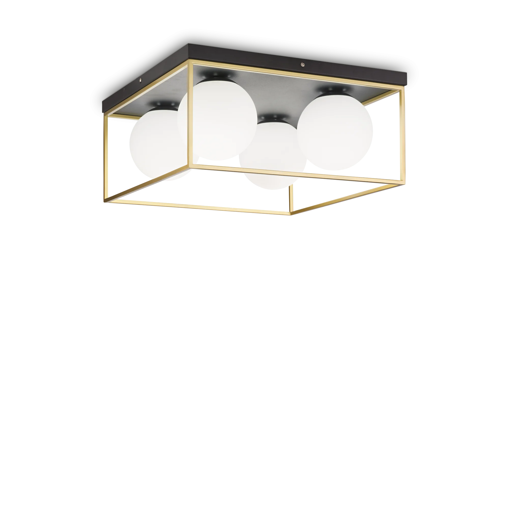 Plafón de techo Ideal Lux Lingotto latón cristal 4 luces 112W 45,5cm