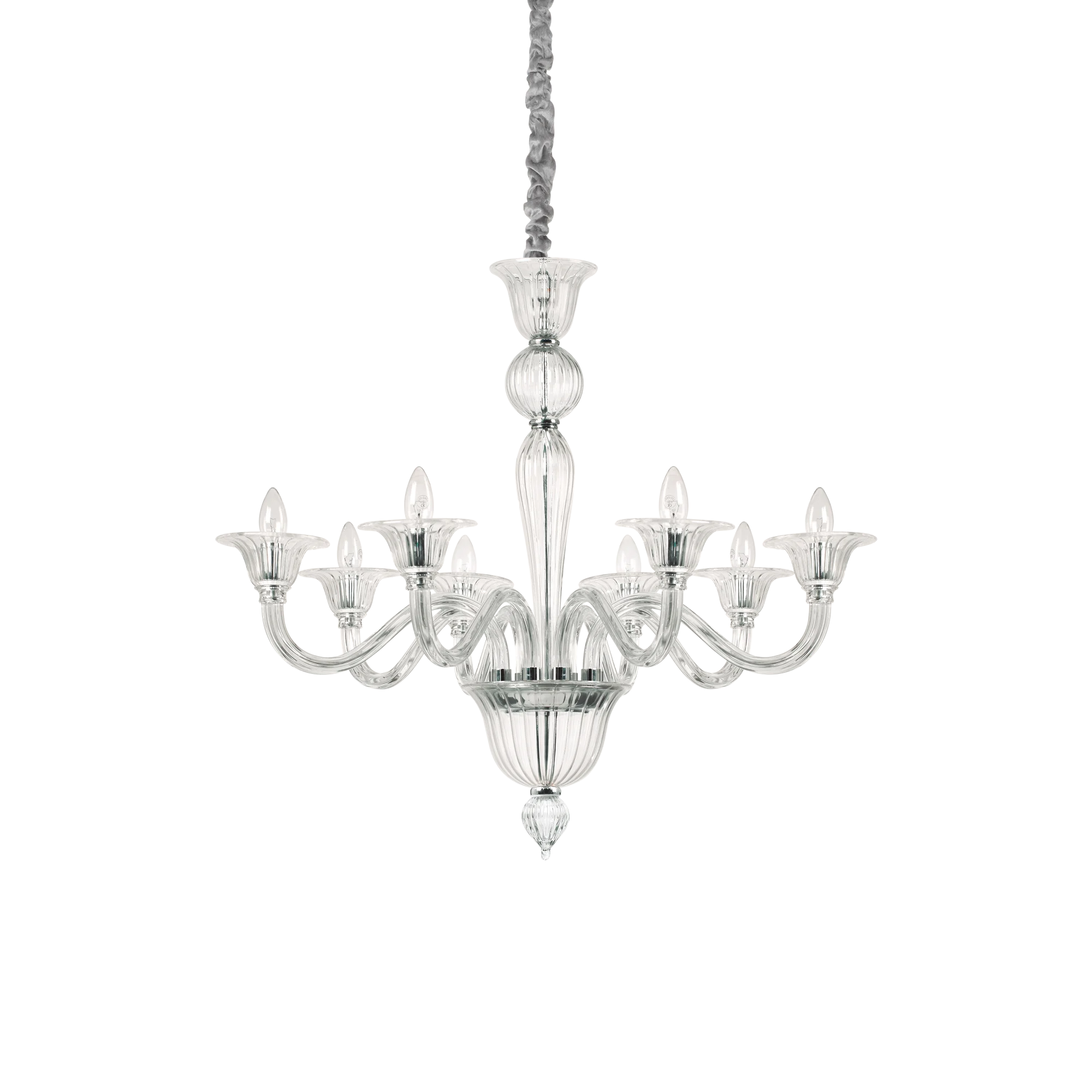 Lámpara colgante Ideal Lux Brigitta transparente cristal 8 luces 320W Ø89cm