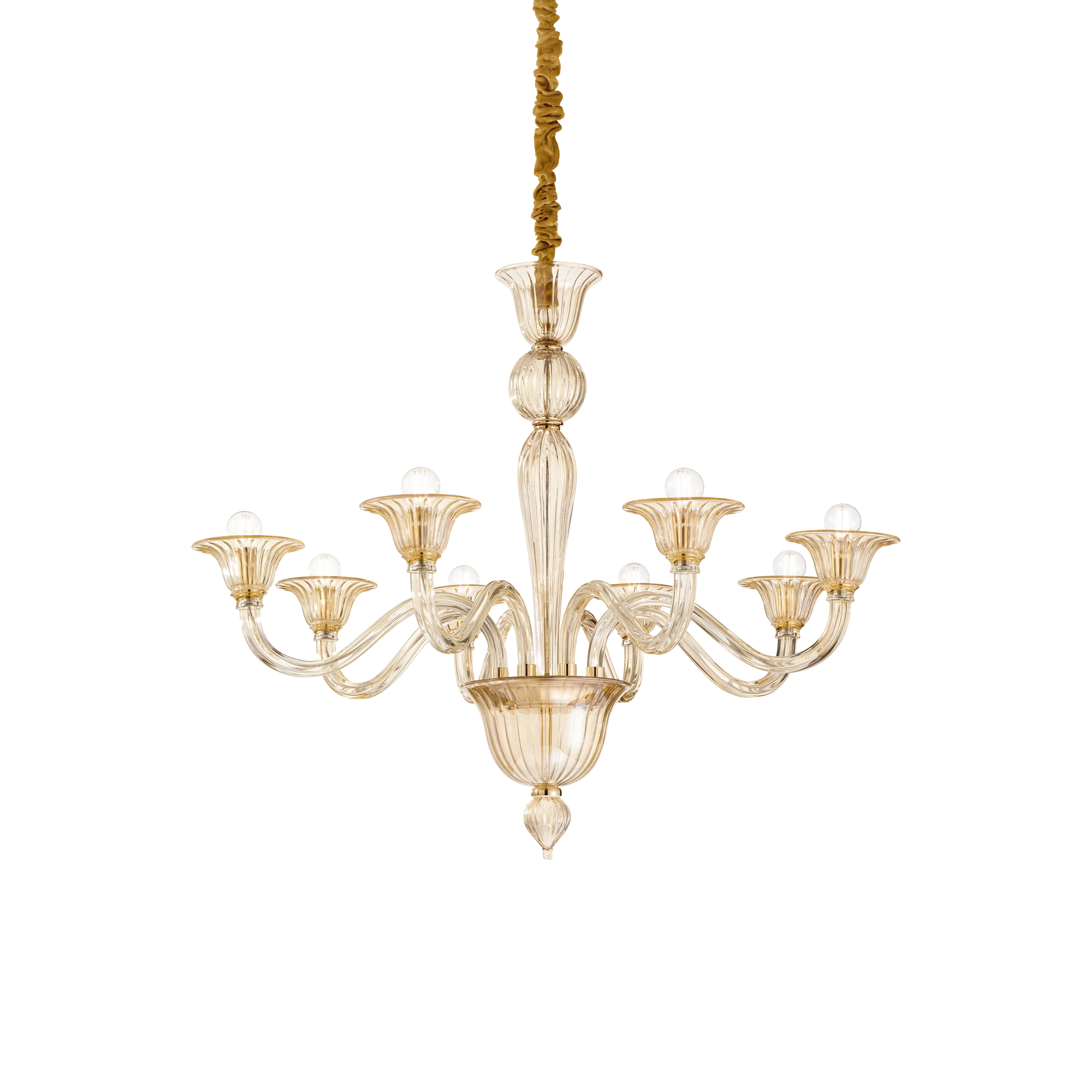 Lámpara colgante Ideal Lux Brigitta ámbar cristal 8 luces 320W Ø89cm