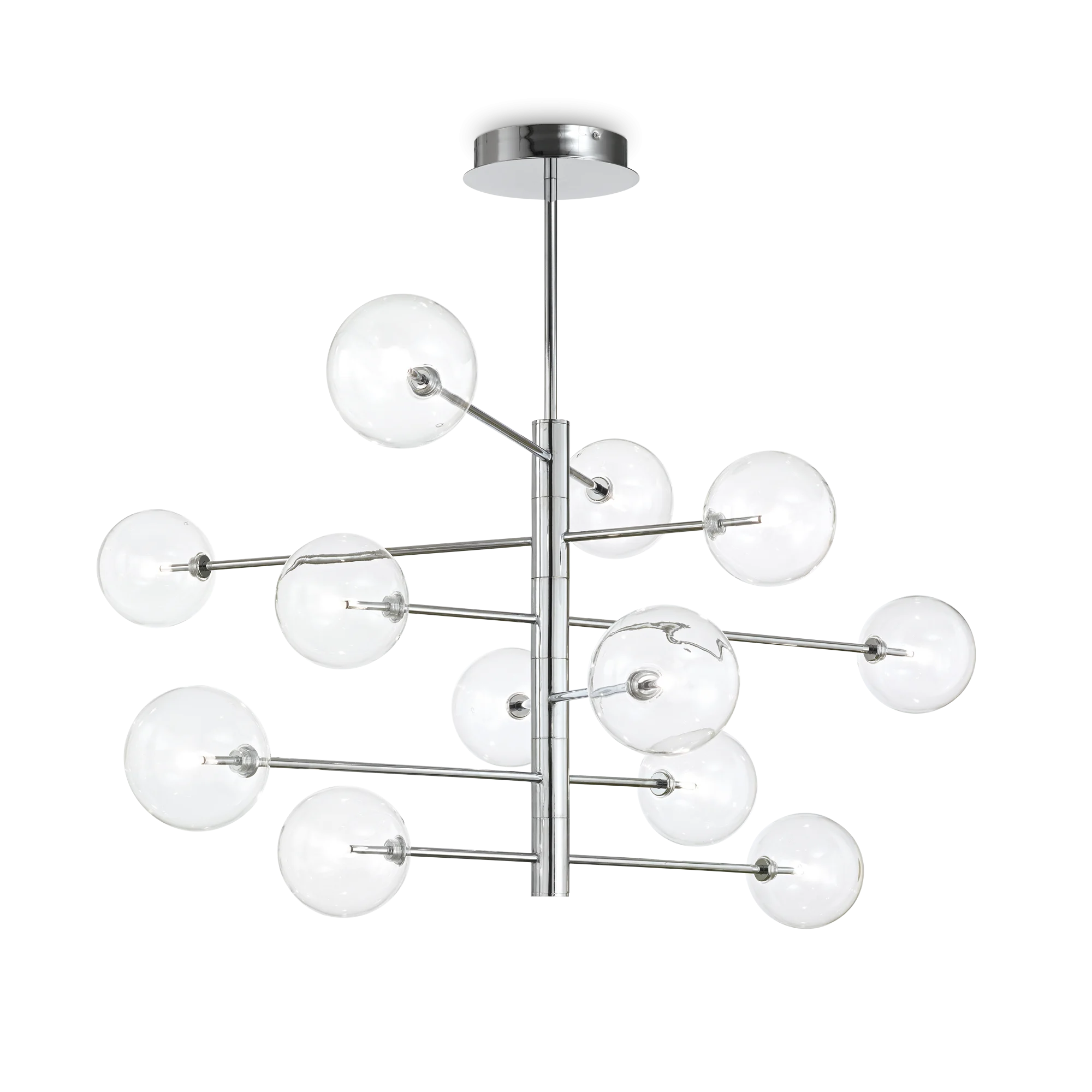 Lámpara colgante Ideal Lux Equinoxe cromo cristal 12 luces 24W Ø128,1cm
