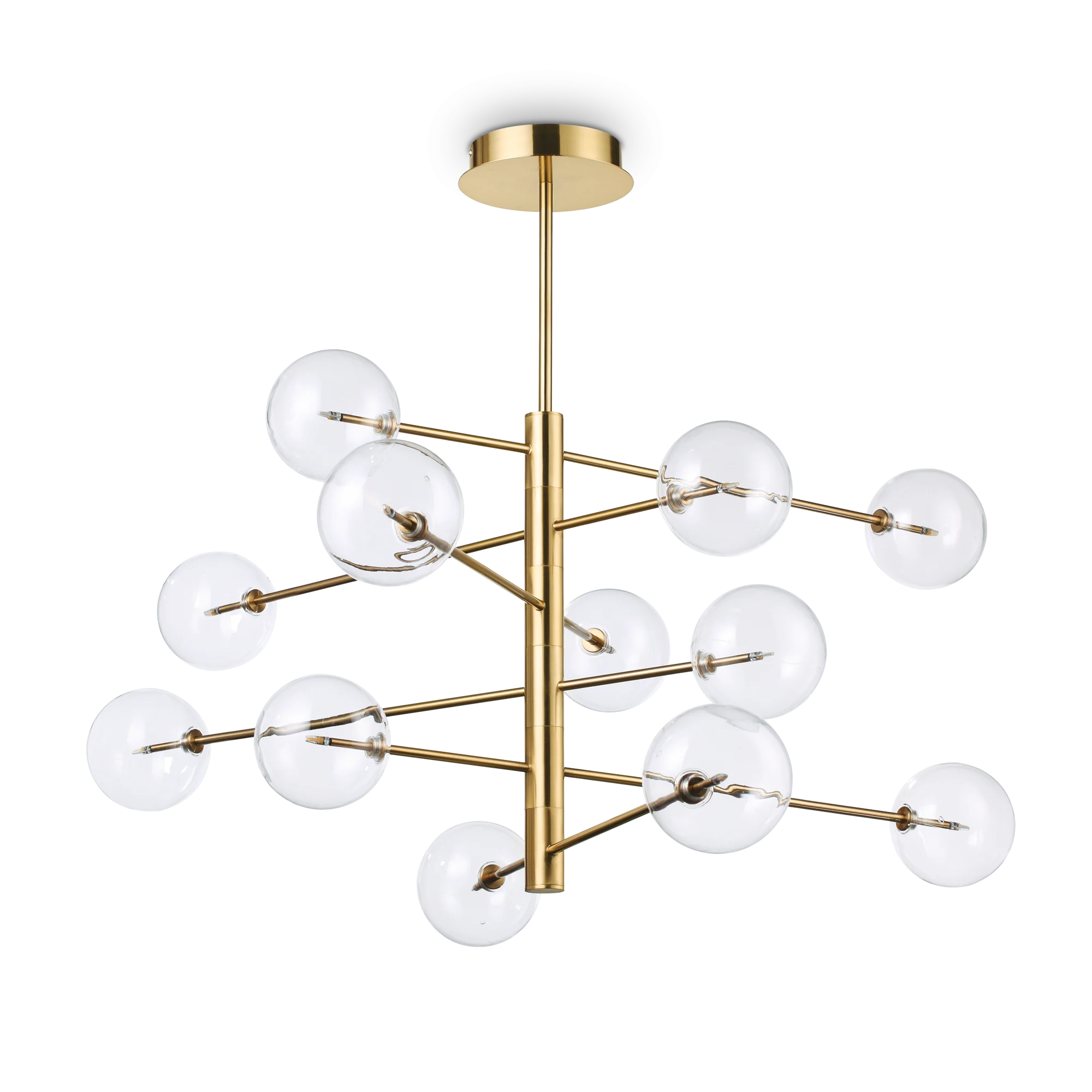 Lámpara colgante Ideal Lux Equinoxe latón cristal 12 luces 24W Ø128,1cm