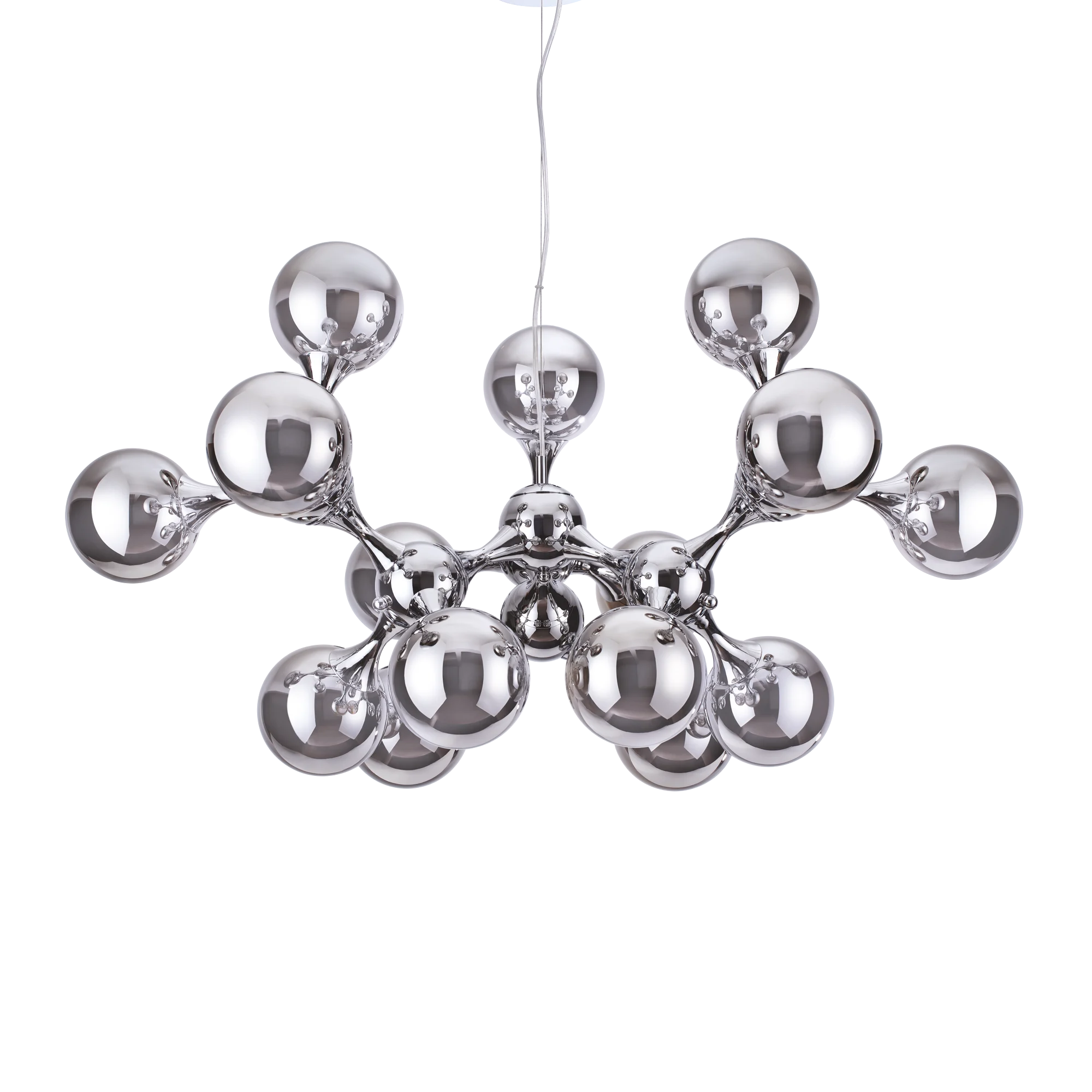 Lámpara colgante 15 bolas Ideal Lux Nodi cromo cristal 15 luces 420W Ø105cm