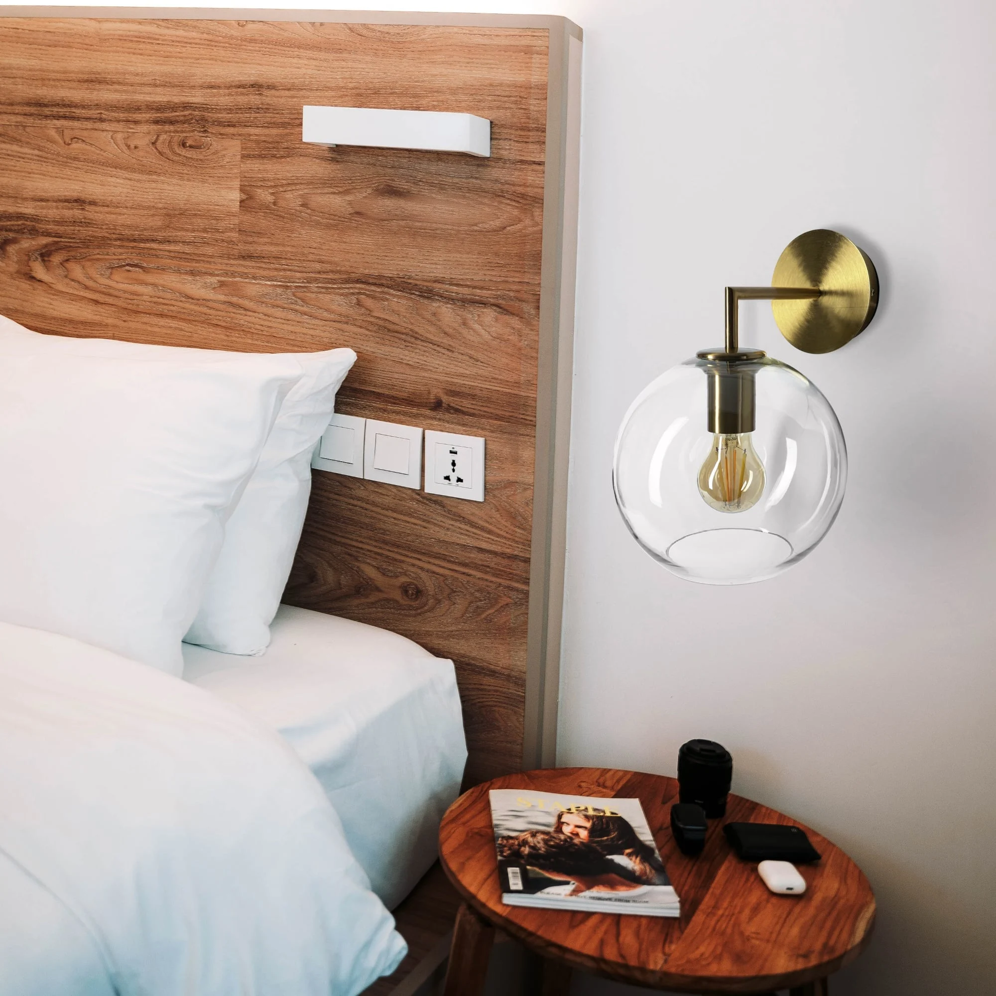 Aplique de pared Sulion Bogart LED cristal metal cobrizo 60W