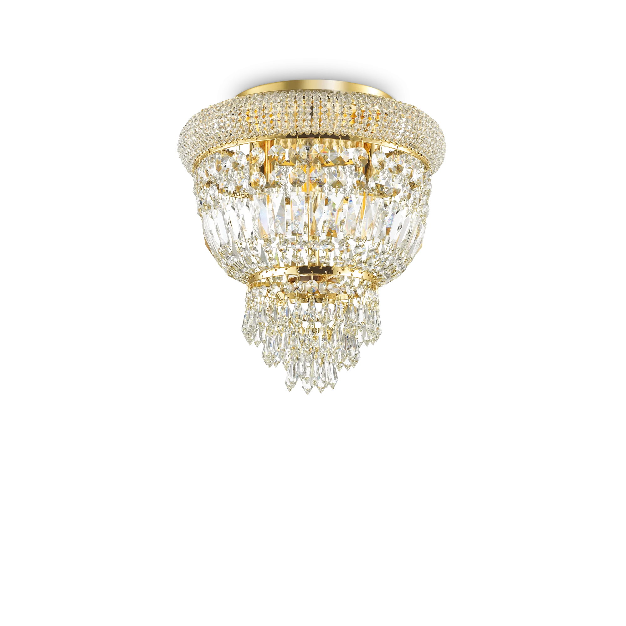Plafón de techo Ideal Lux Dubai latón cristal y cerámica 3 luces 84W Ø32cm