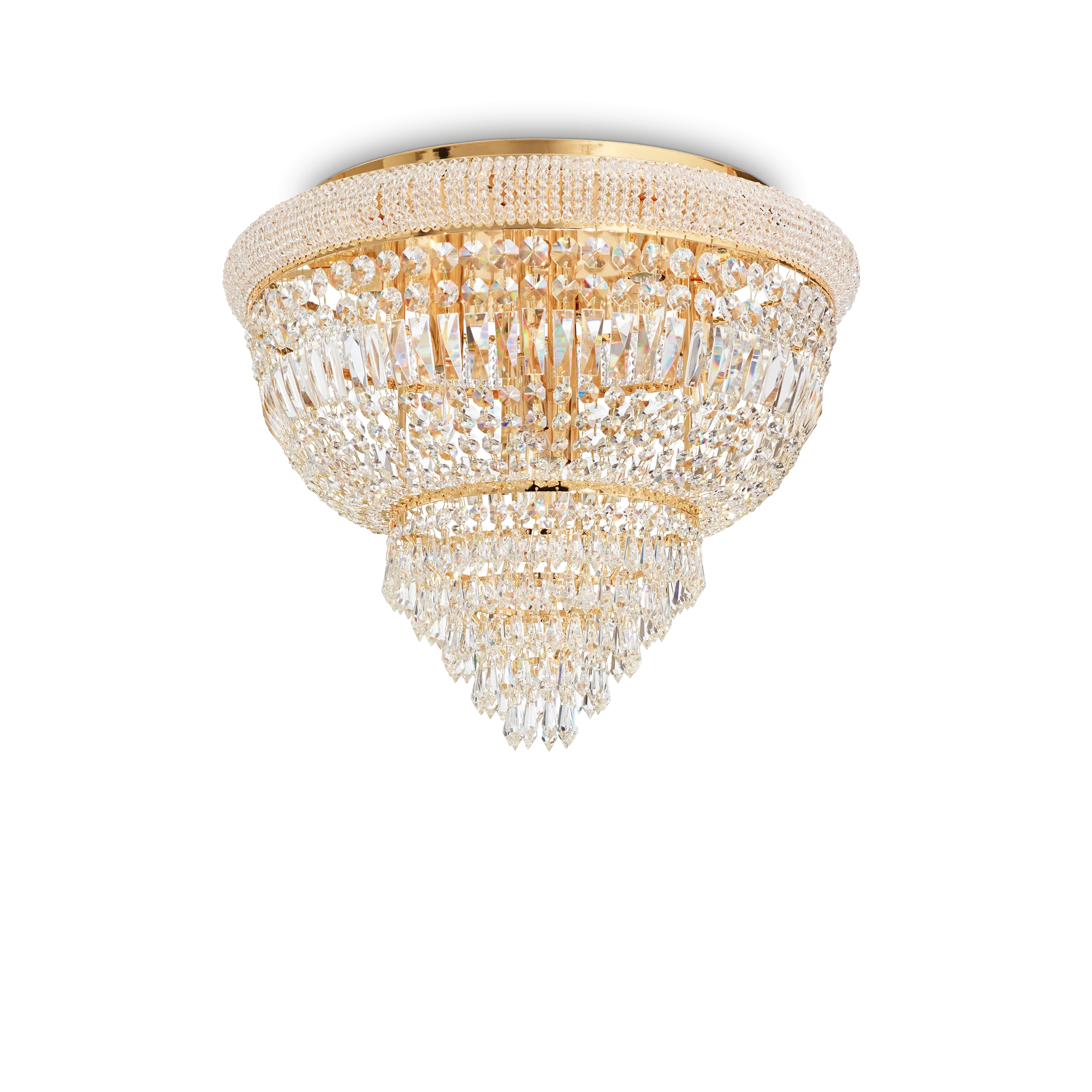 Plafón de techo Ideal Lux Dubai latón cristal y cerámica 6 luces 168W Ø52cm
