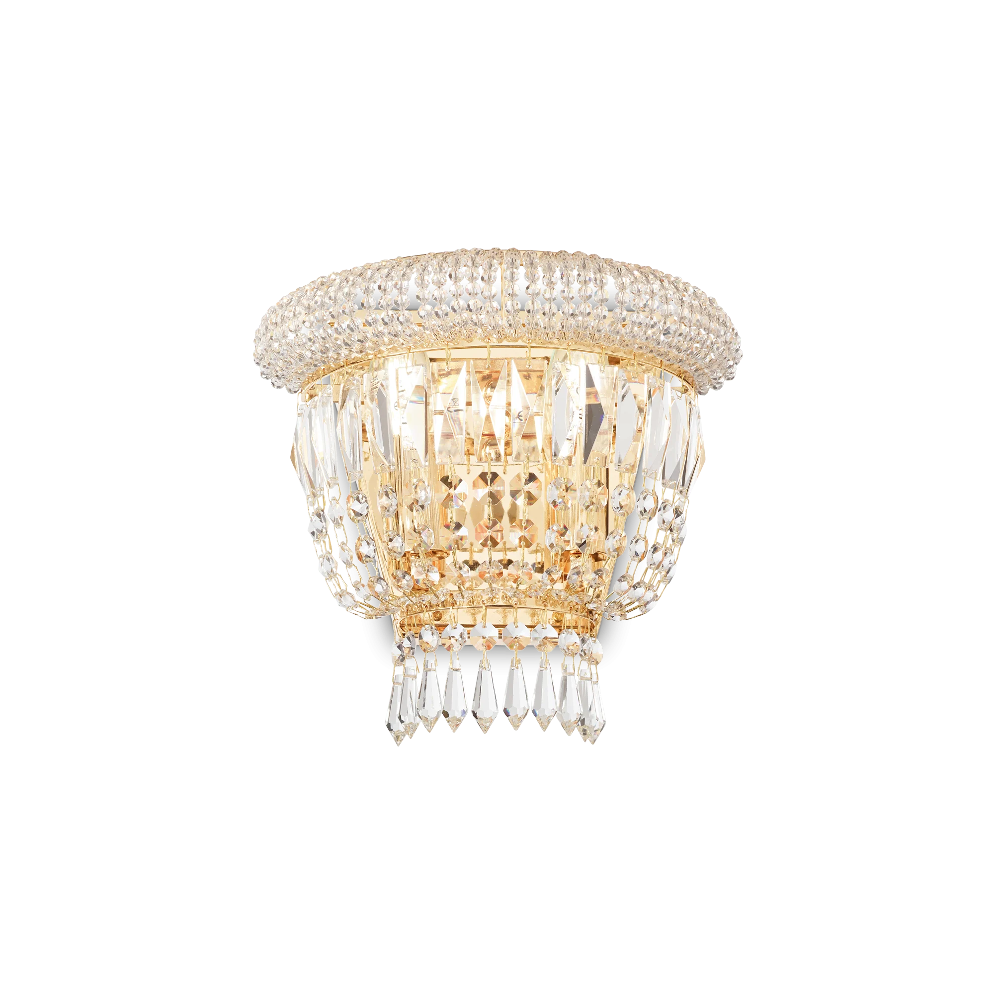 Aplique de pared Ideal Lux Dubai latón cristal y cerámica 2 luces 56W 25cm