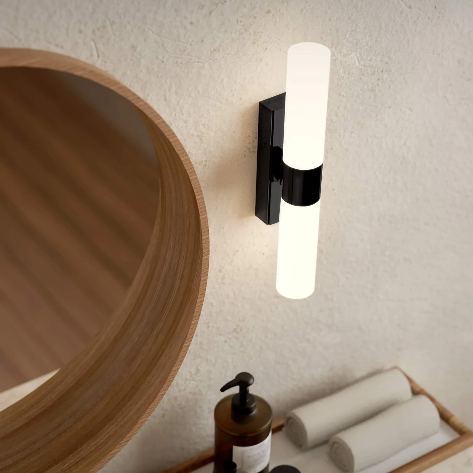 Luminaria Sulion Egeo LED negro apto exterior IP44 35cm 6W