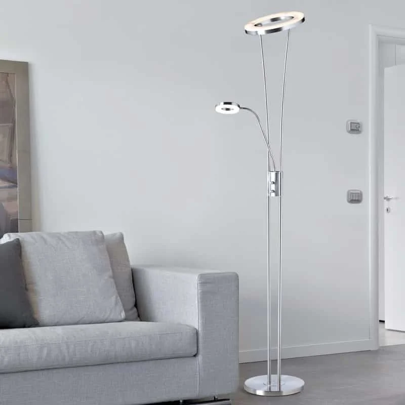 Lámpara de pie de salón MDC Anello LED cromo 3000K 30W 576083502