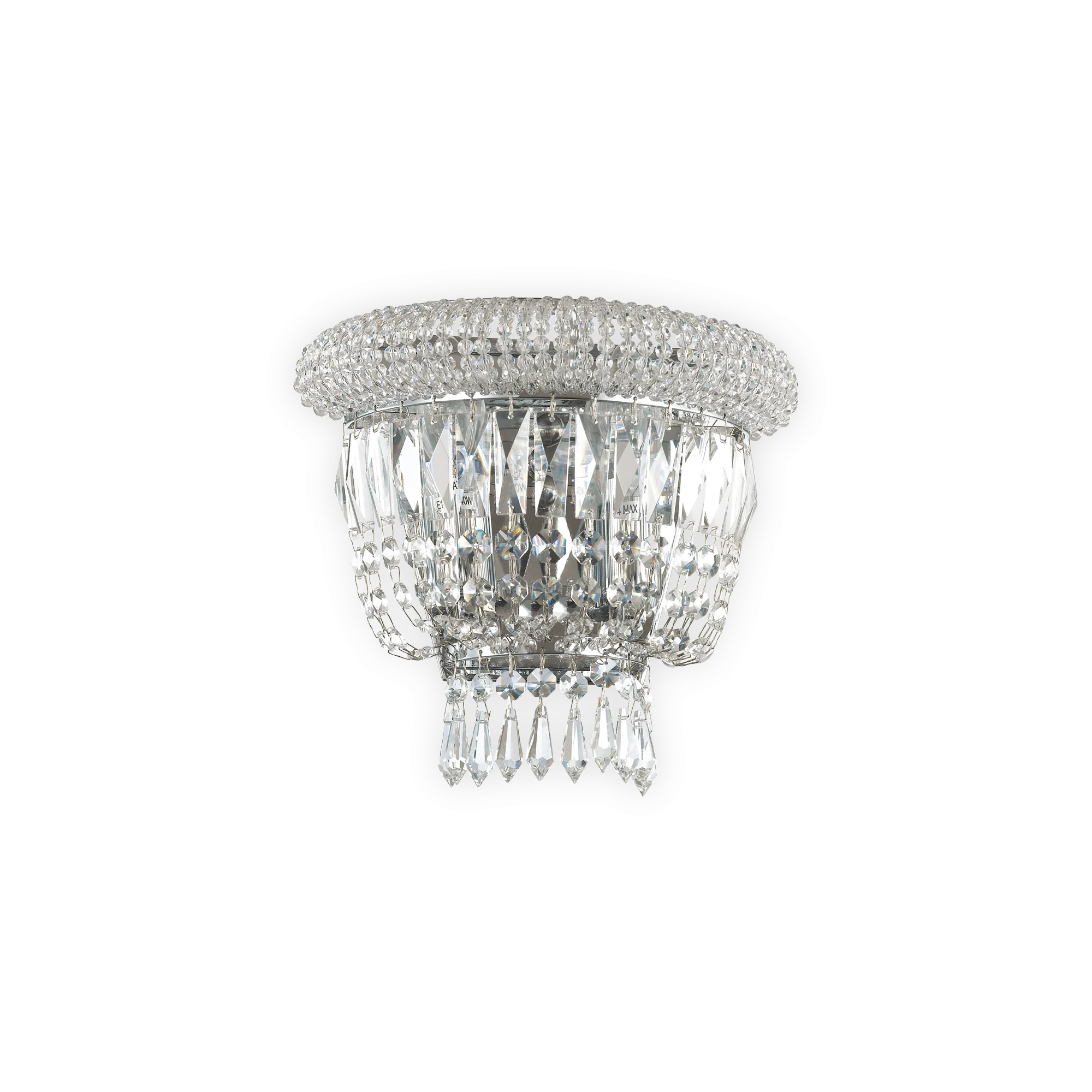 Aplique de pared Ideal Lux Dubai cromo cristal y cerámica 2 luces 56W 25cm