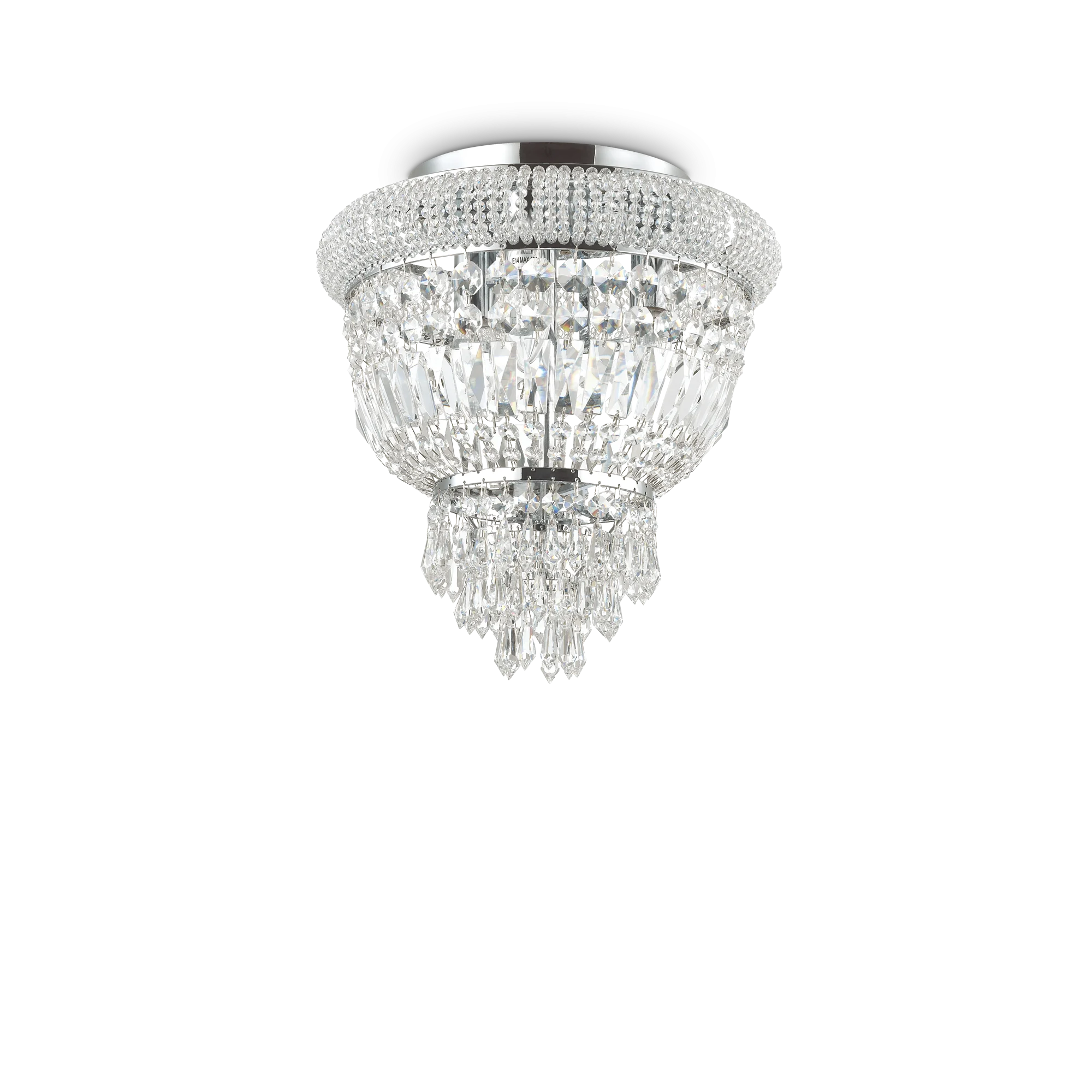 Plafón de techo Ideal Lux Dubai cromo cristal y cerámica 3 luces 84W Ø32cm