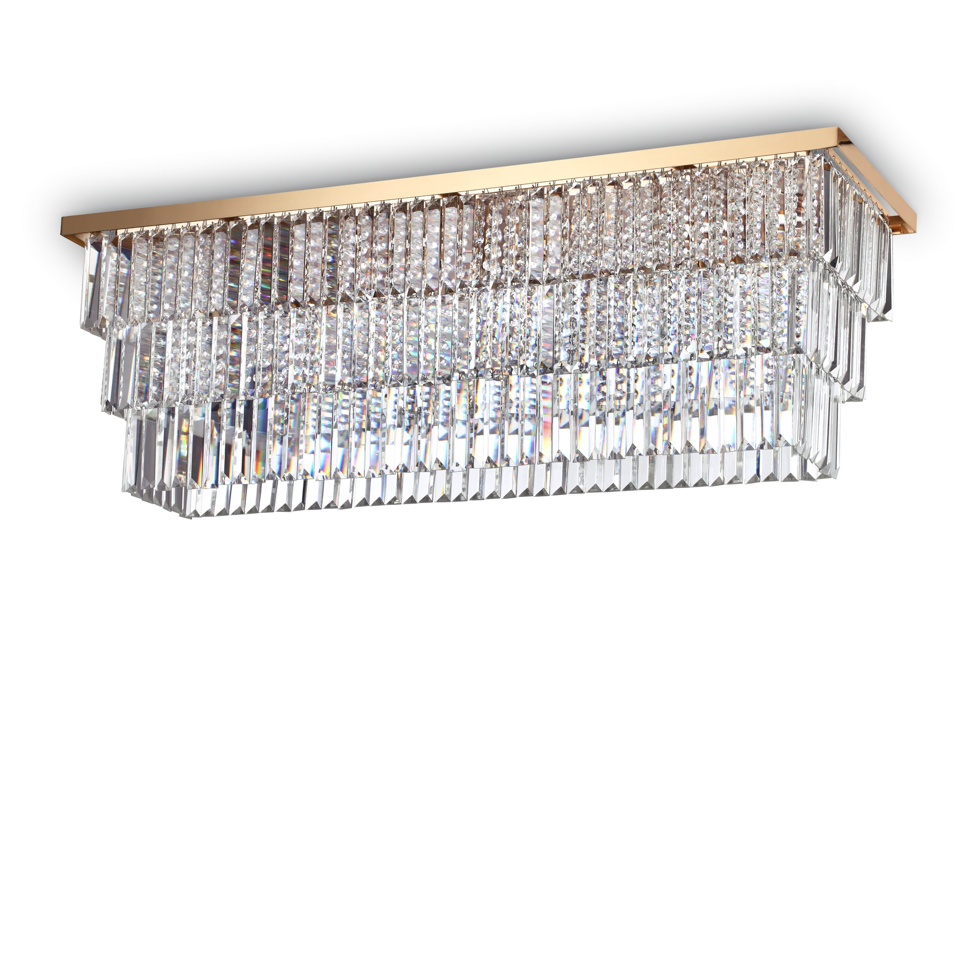 Plafón de techo Ideal Lux Martinez dorado cristal y cerámica 8 luces 320W 103cm