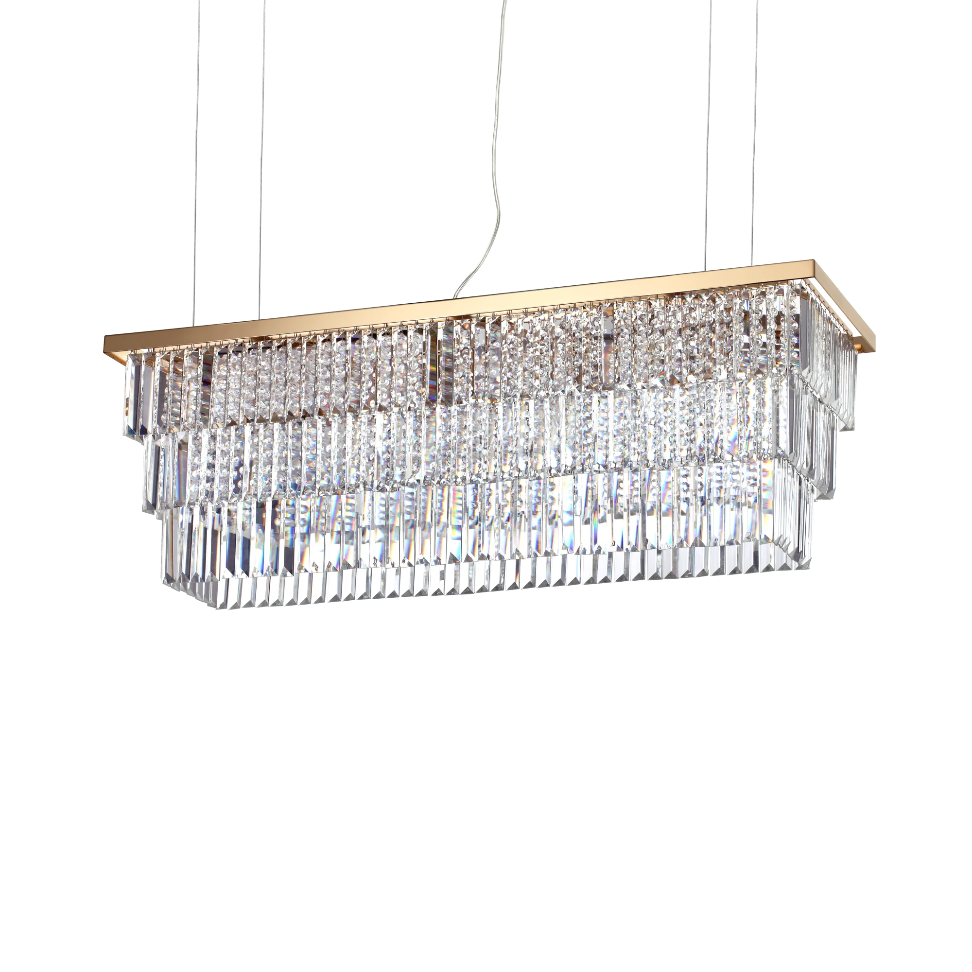 Lámpara colgante Ideal Lux Martinez dorado cristal y cerámica 8 luces 320W 103cm