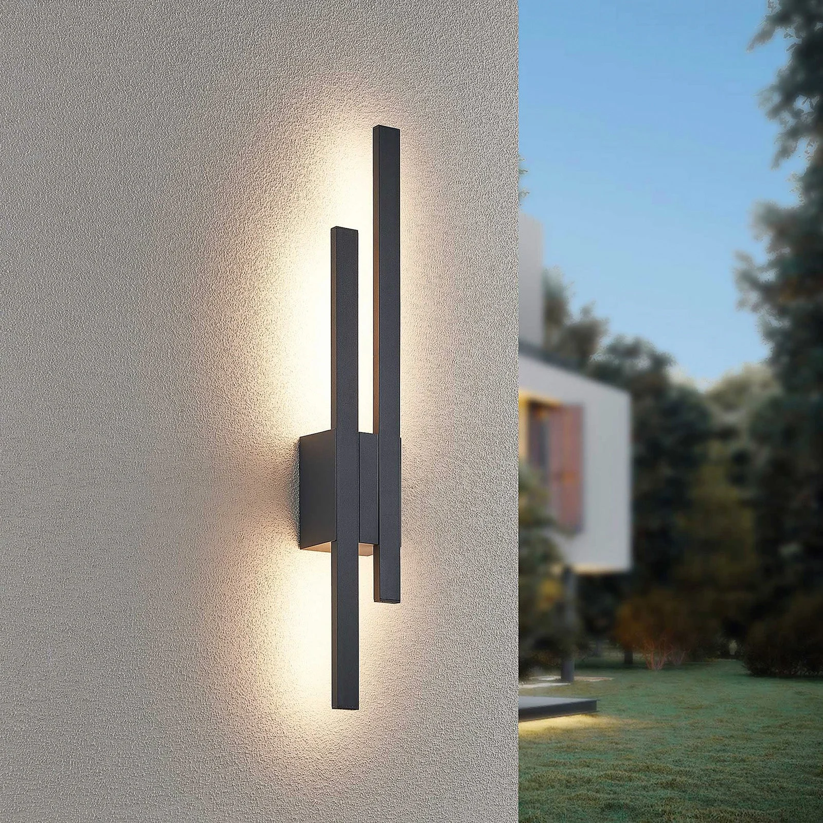 Aplique de exterior Trio Tawa LED 2 luces antracita 3000K IP54 61,5cm 221460242
