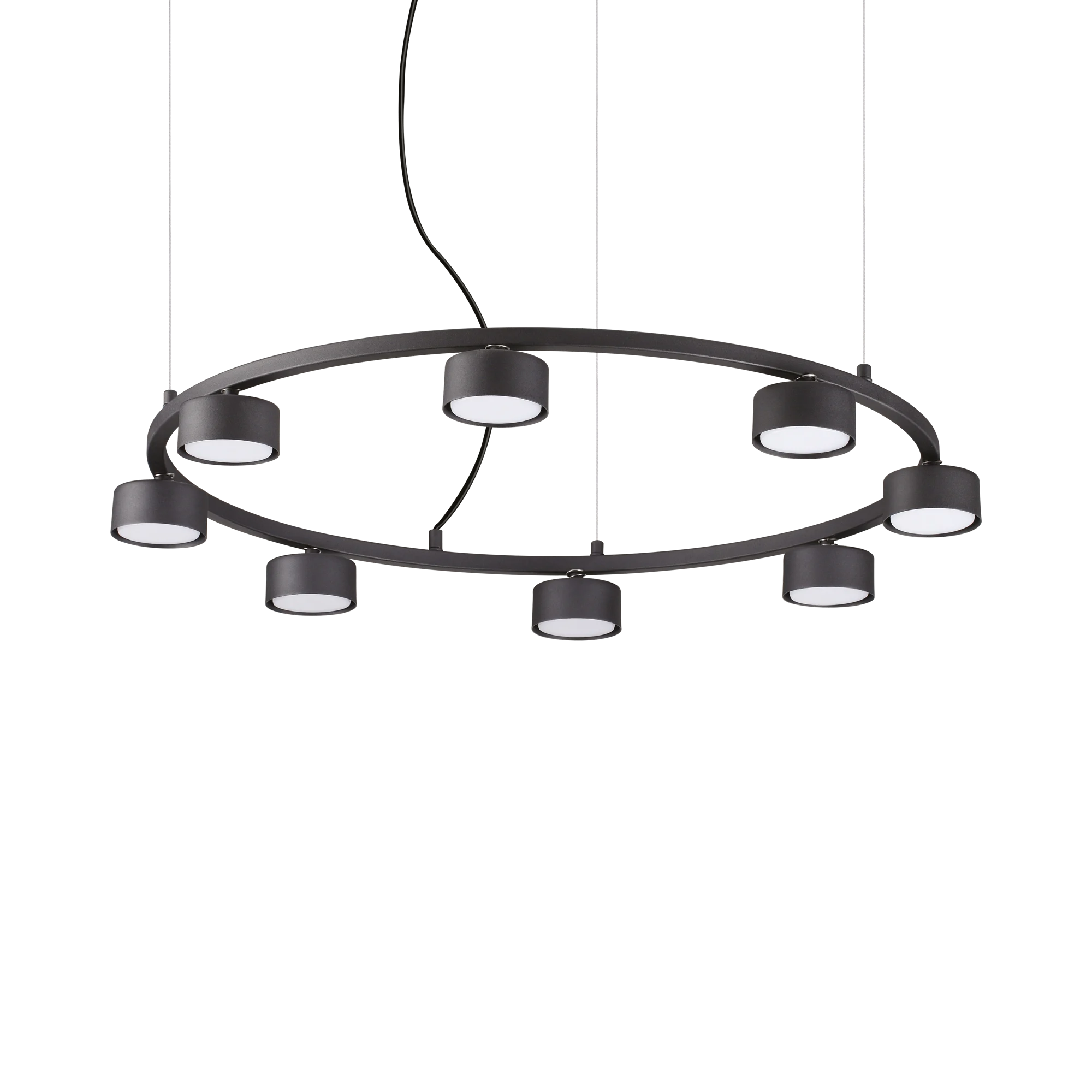 Lámpara colgante Ideal Lux Minor negro 8 luces 72W Ø76,5cm