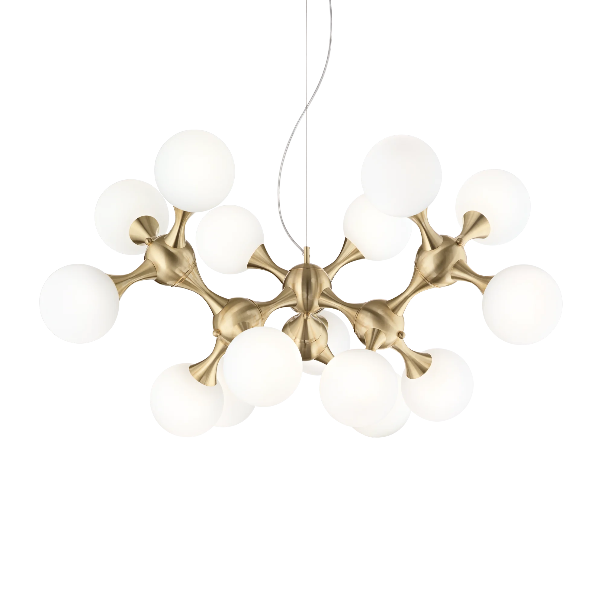 Lámpara colgante 15 bolas Ideal Lux Nodi latón cristal 15 luces 420W Ø105cm