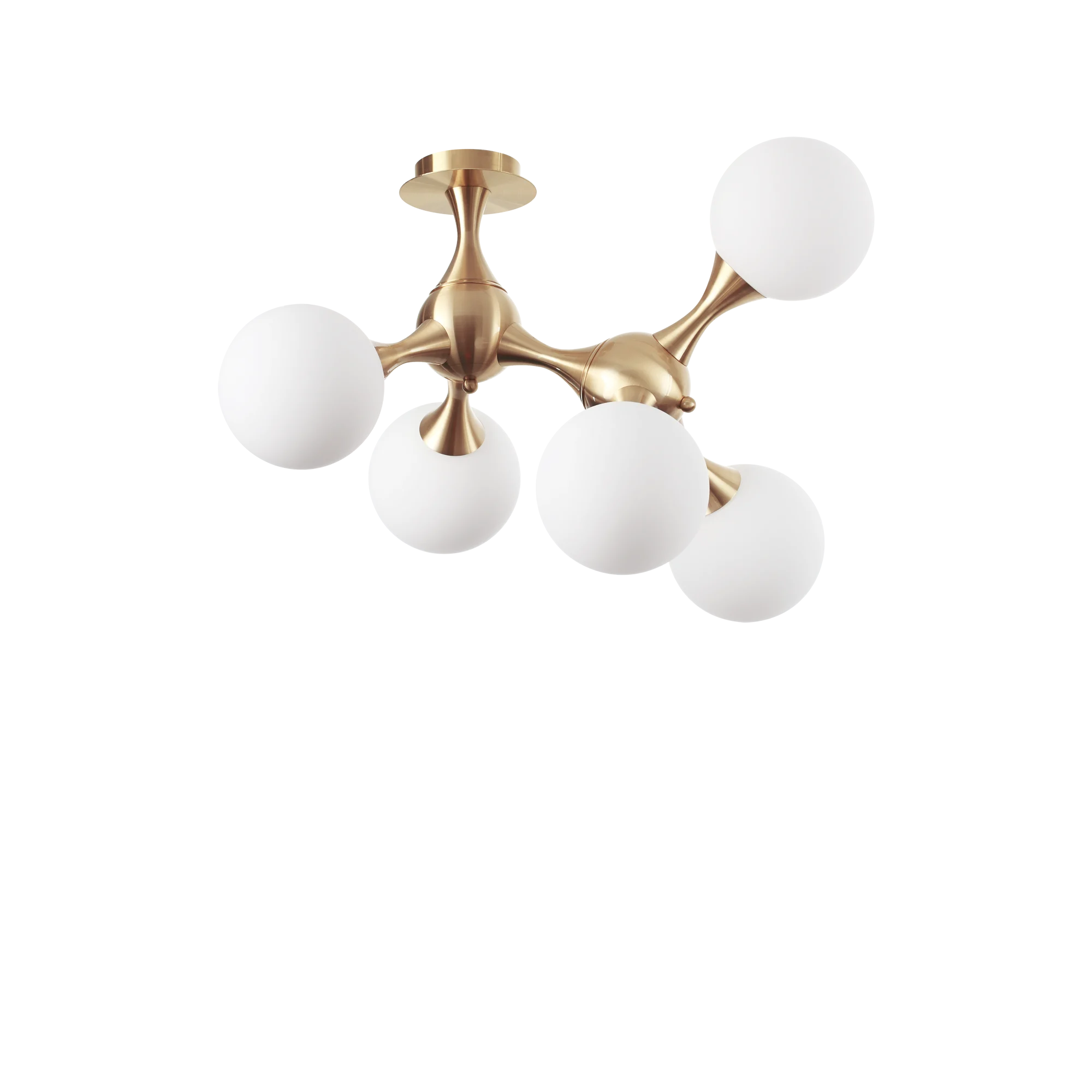 Plafón de techo Ideal Lux Nodi latón cristal 5 luces 140W 55cm