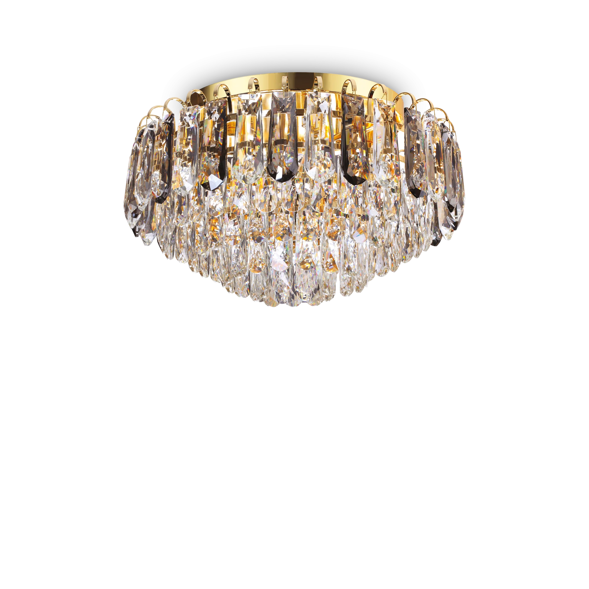 Plafón de techo Ideal Lux Magnolia dorado cristal 7 luces 105W Ø45cm