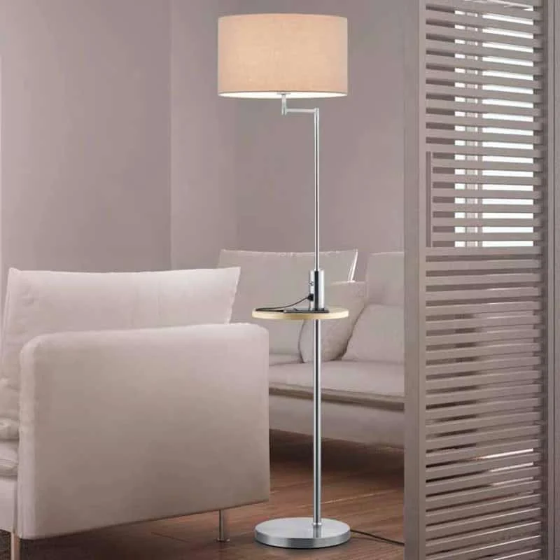 Lámpara de pie Trio Claas níquel mate USB 160cm 400400107