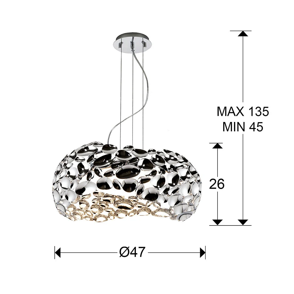 Lámpara de techo colgante Schuller Narisa 5 luces cromo Ø47cm