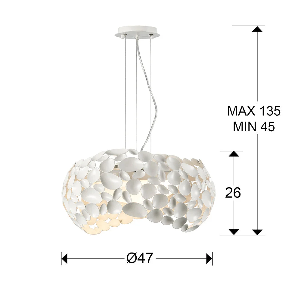 Lámpara de techo colgante Schuller Narisa 5 luces blanco Ø47cm