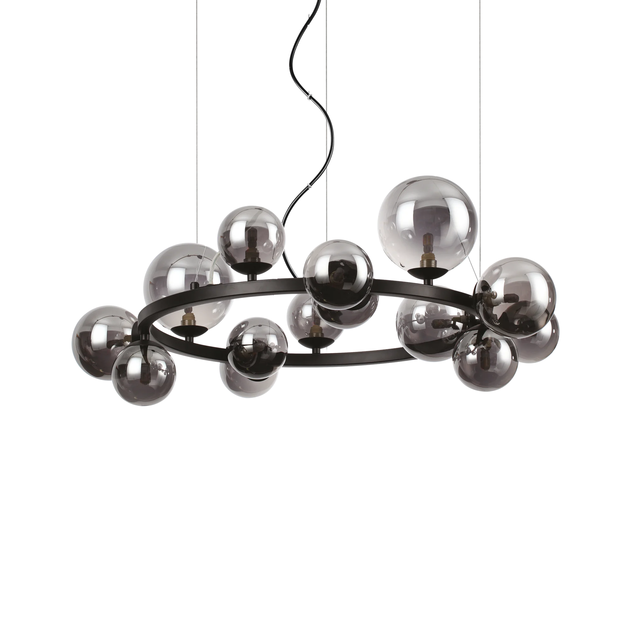 Lámpara colgante Ideal Lux Perlage fumé cristal 14 luces 210W Ø85cm