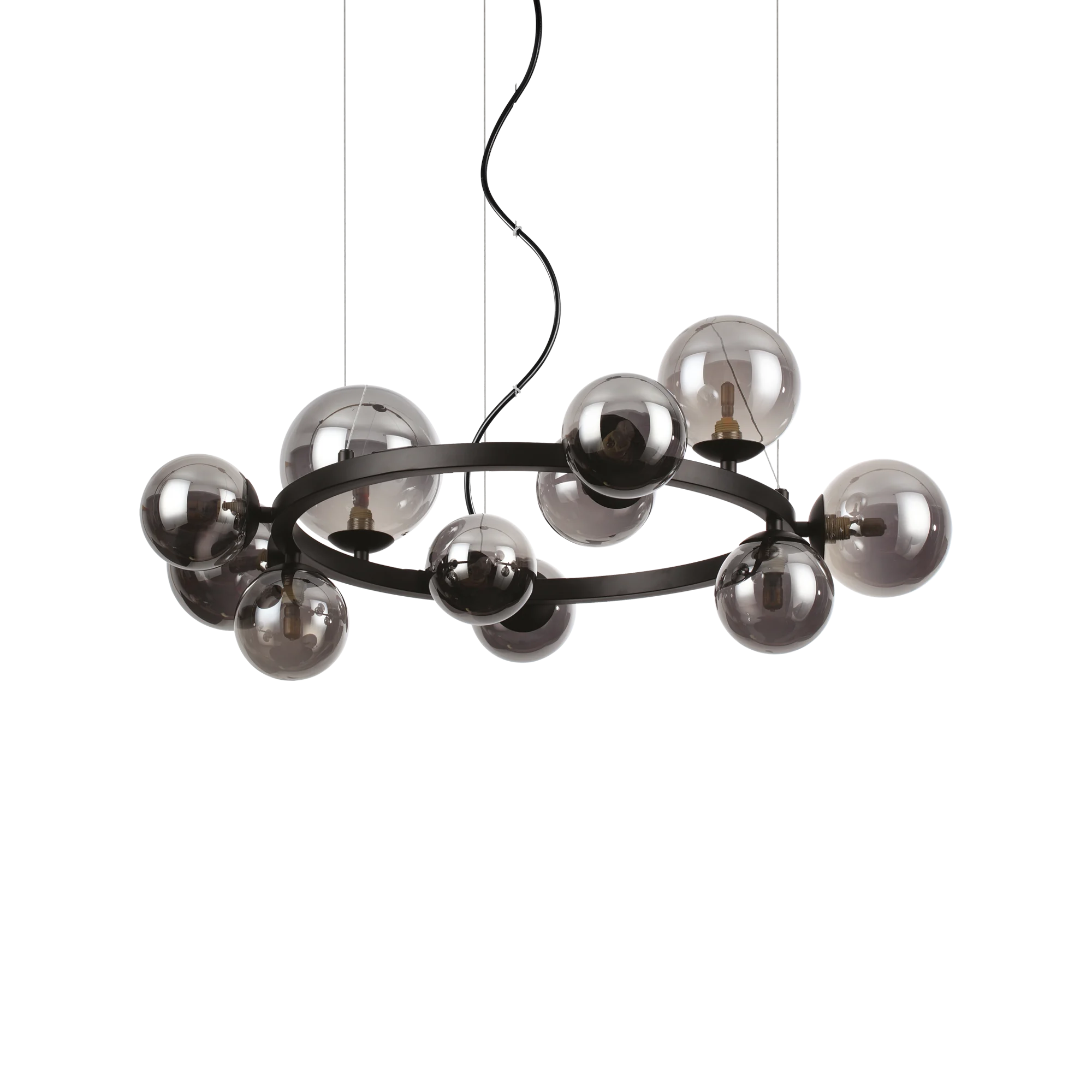 Lámpara colgante Ideal Lux Perlage fumé cristal 11 luces 165W Ø73cm