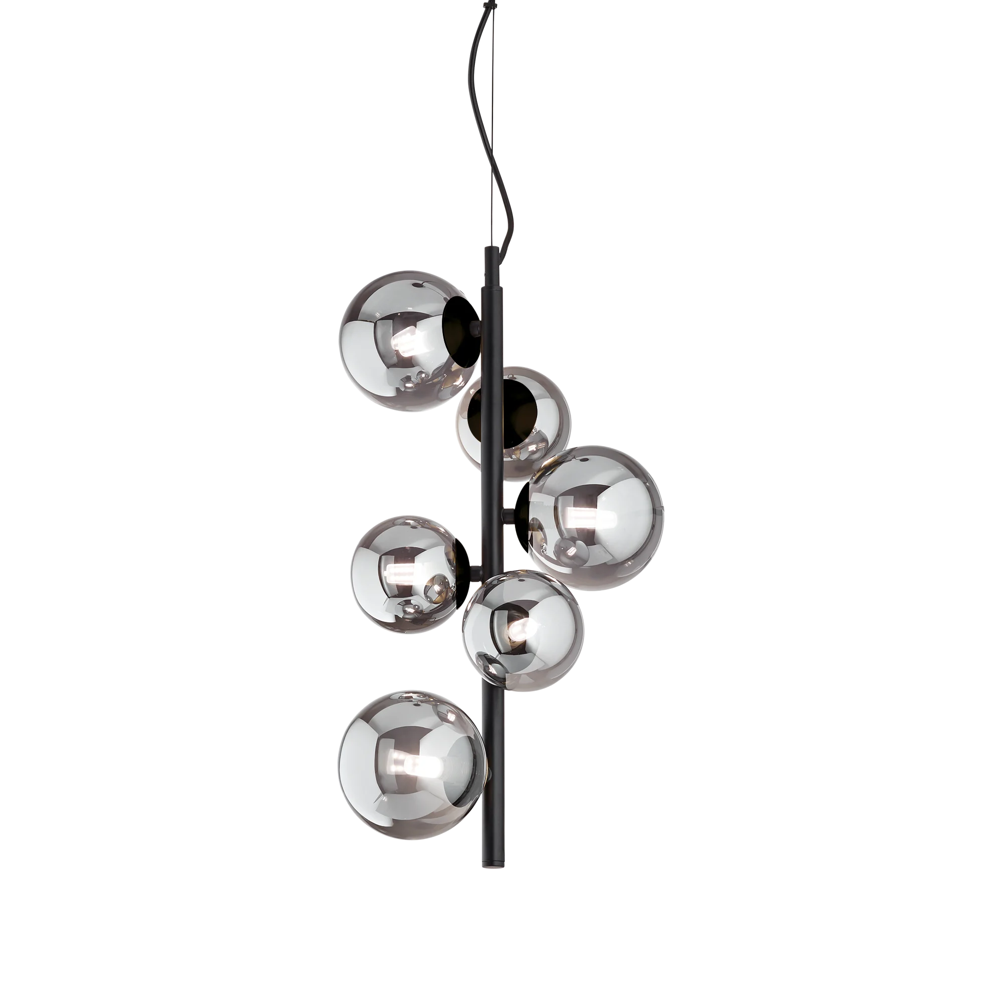 Lámpara colgante Ideal Lux Perlage fumé cristal 6 luces 90W Ø26cm