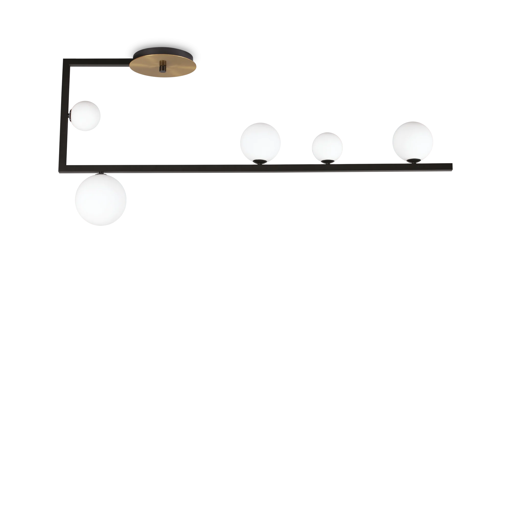 Plafón de techo Ideal Lux Birds negro cristal 5 luces 75W 115cm