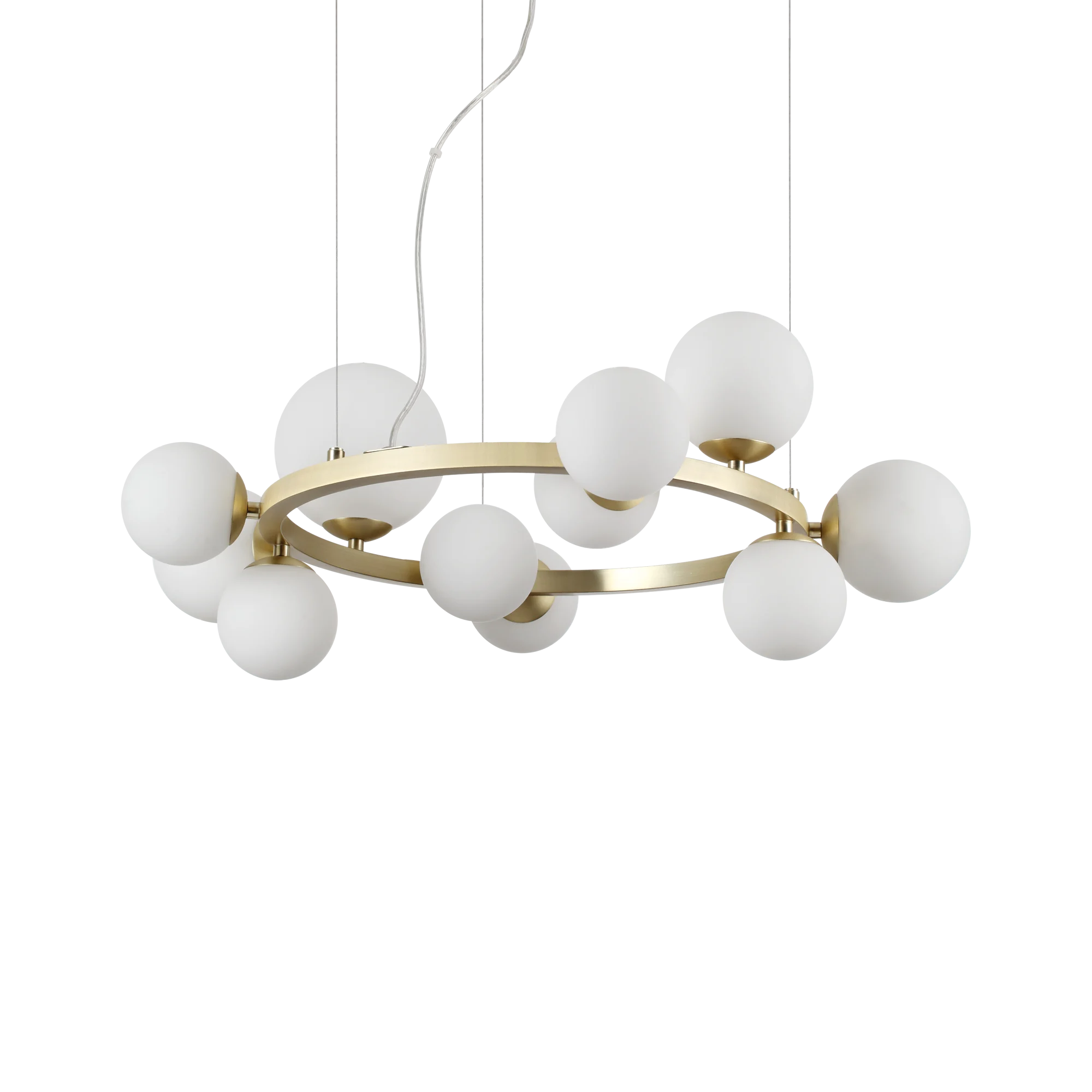 Lámpara colgante Ideal Lux Perlage blanco cristal 11 luces 165W Ø73cm