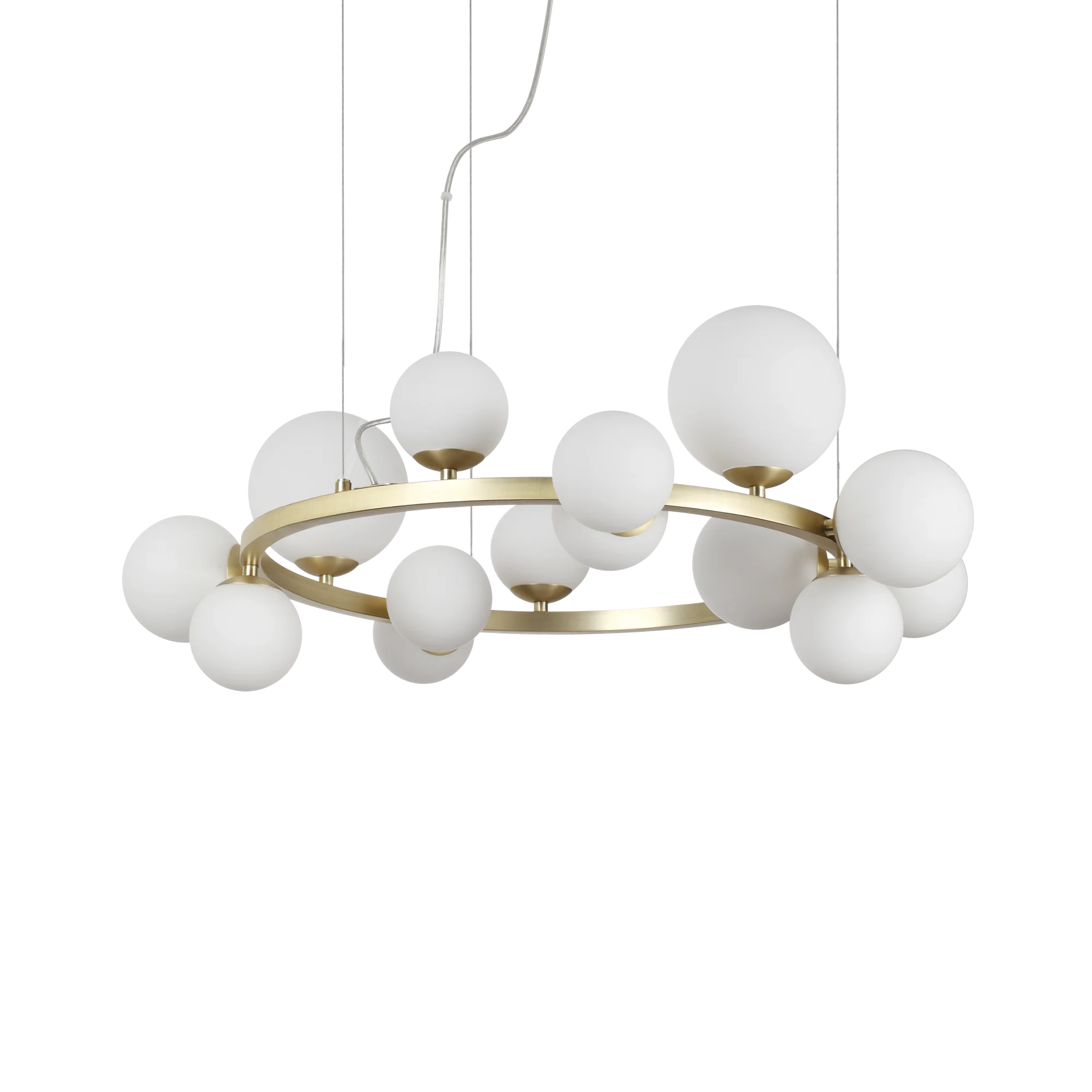 Lámpara colgante Ideal Lux Perlage blanco cristal 14 luces 210W Ø85cm