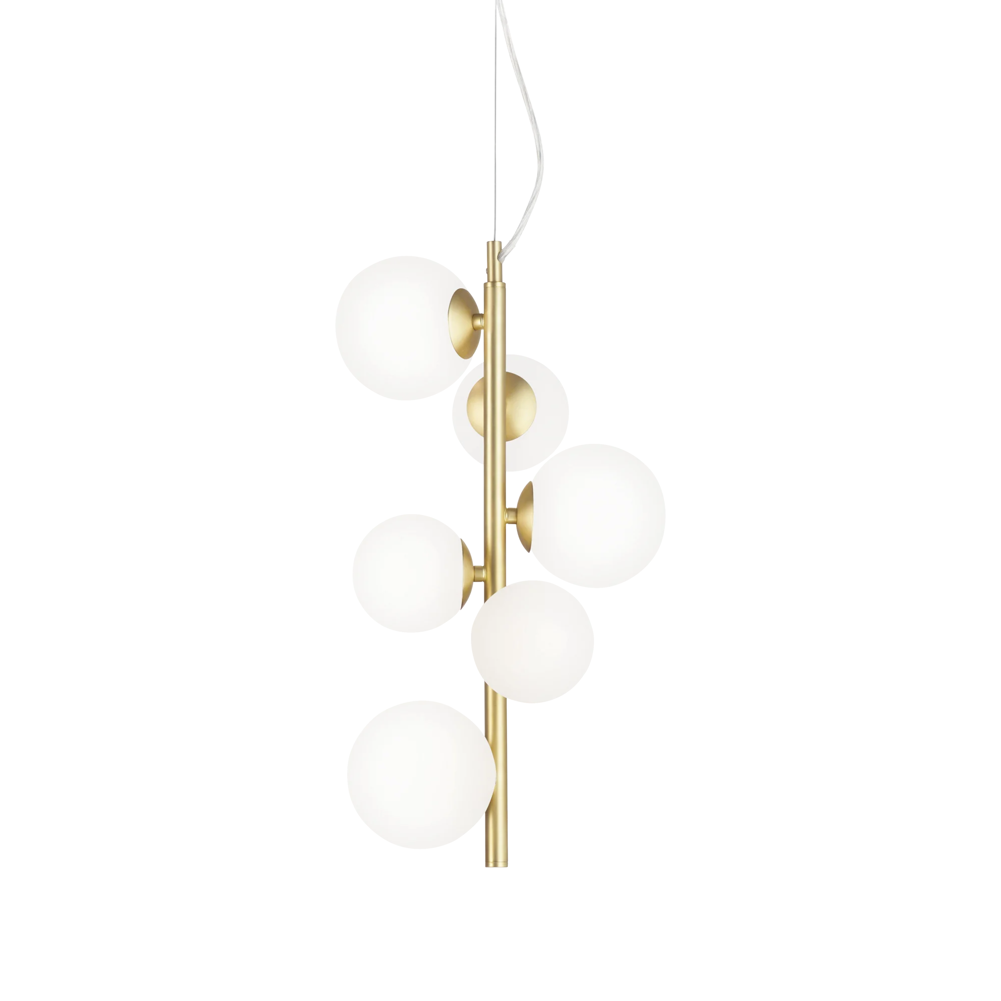 Lámpara colgante Ideal Lux Perlage blanco cristal 6 luces 90W Ø26cm