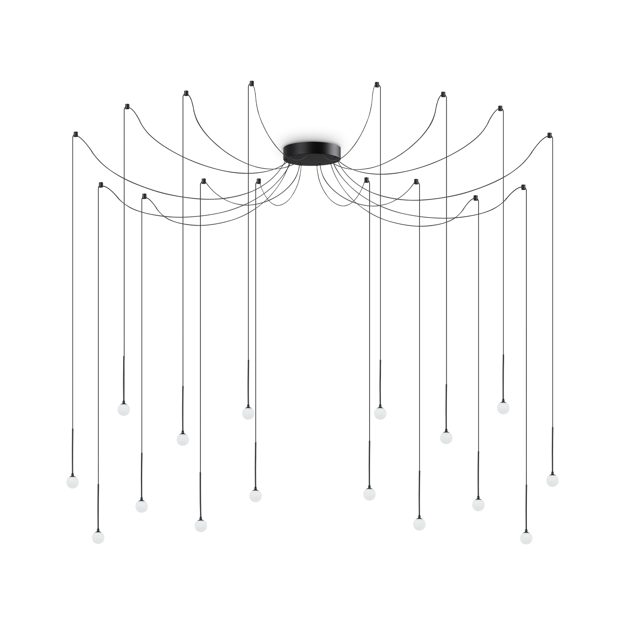 Lámpara colgante Ideal Lux Lucciola negro cristal LED 16 luces 16W Ø20cm