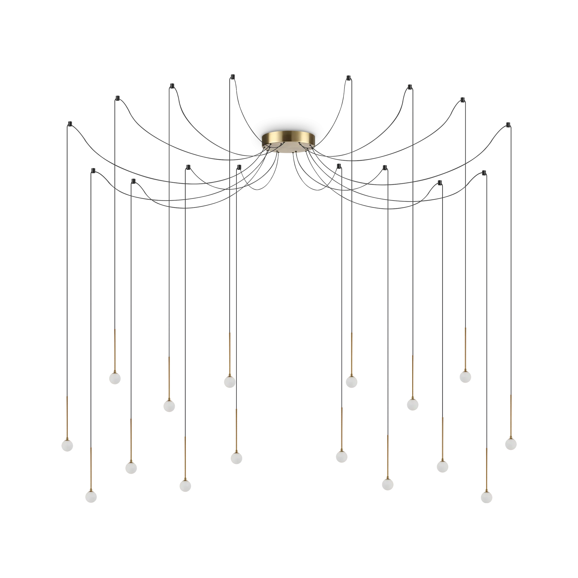 Lámpara colgante Ideal Lux Lucciola latón cristal LED 16 luces 16W Ø20cm