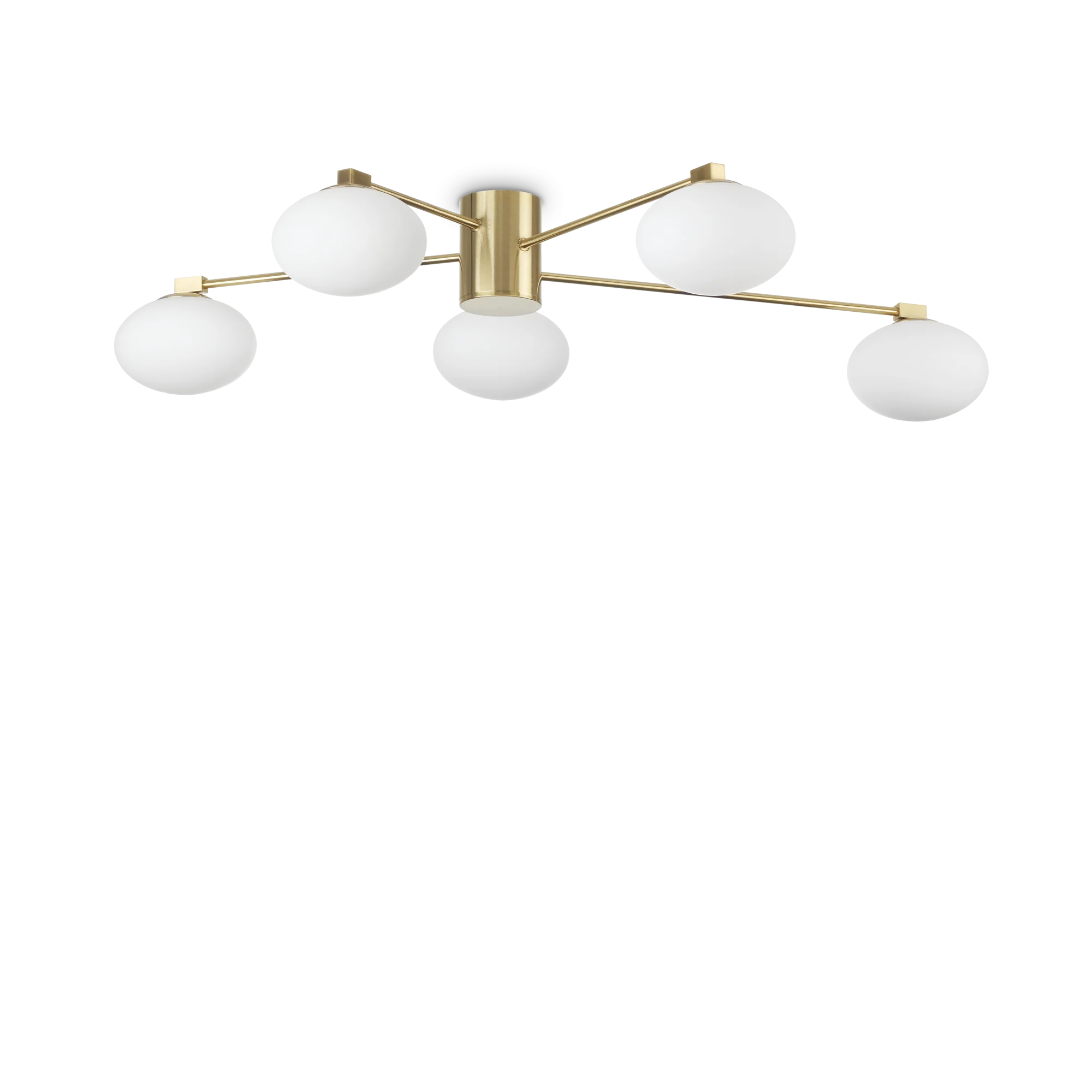 Plafón de techo Ideal Lux Hermes latón cristal 5 luces 140W Ø90cm