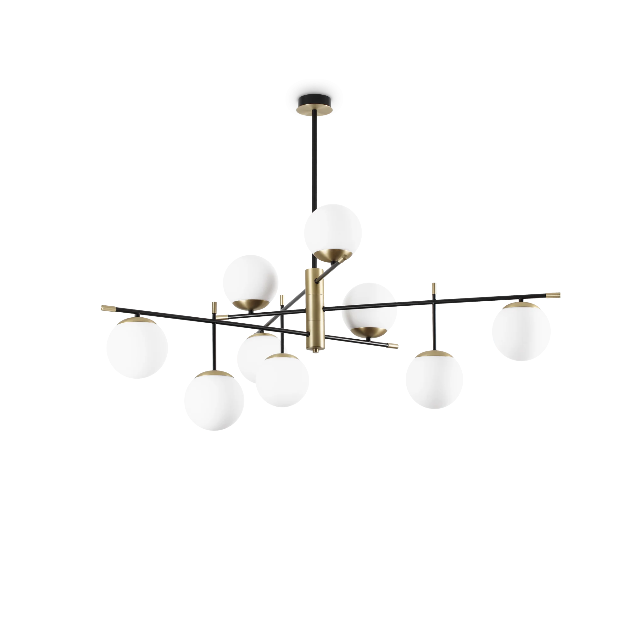 Plafón de techo Ideal Lux Gourmet negro cristal 9 luces 252W Ø131,5cm