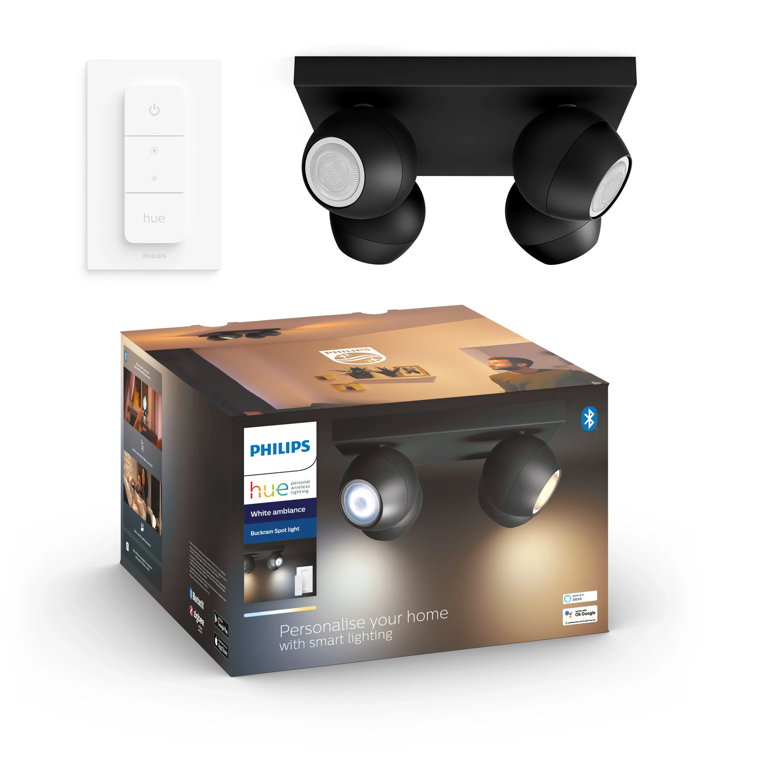 Philips Hue Foco Buckram negro White Ambiance 5W 350lm