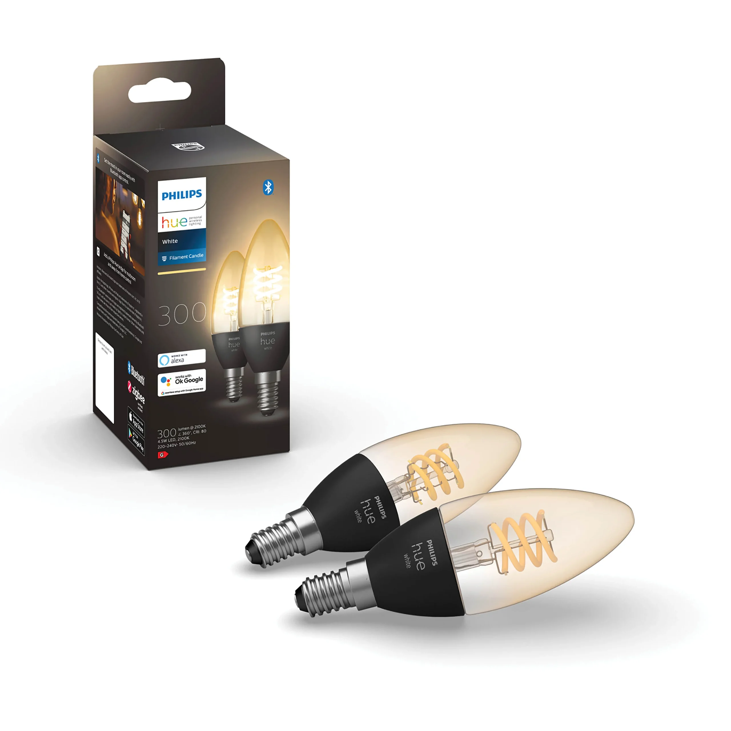 Philips Hue White Bombilla vela 2 luces filament White E14 5W 871951430221100 300lm