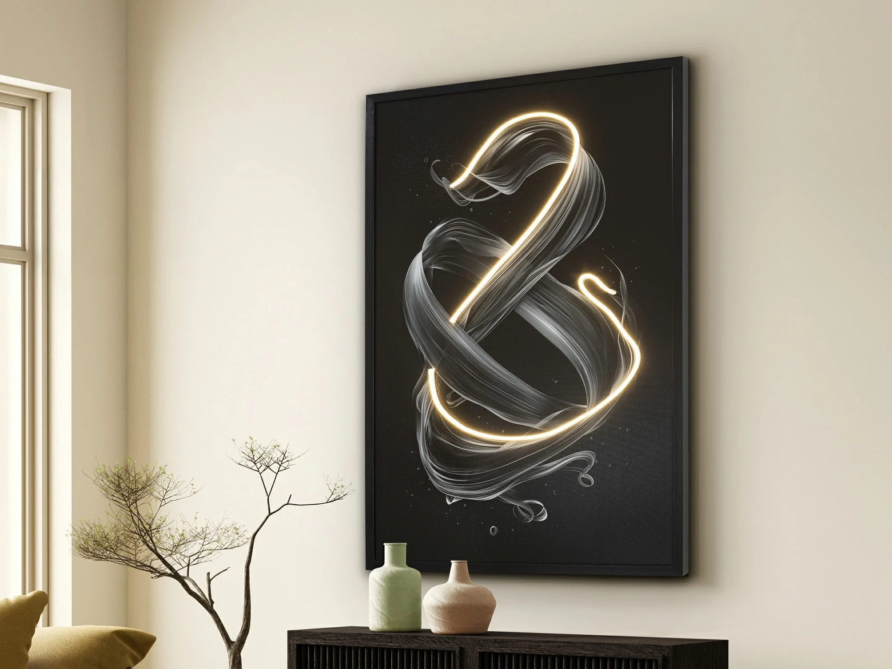 Cuadro con luz LED Schuller Cinetic negro 80x120cm