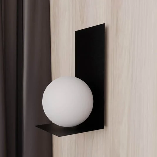Aplique de pared forma 5, 15 cm x 30 cm, negro/ópalo