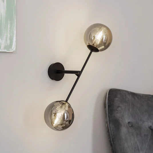 Aplique de pared Linear, negro/grafito, 2 luces