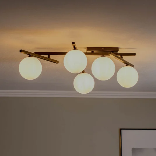 Lámpara de techo Smart, negro/ópalo, 5 luces