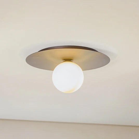 Lámpara de techo solar, negro/ópalo, 1 luz
