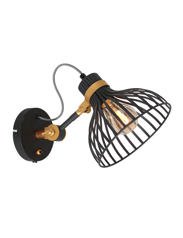 Aplique de jaula negro y dorado Anne Lighting Dunbar