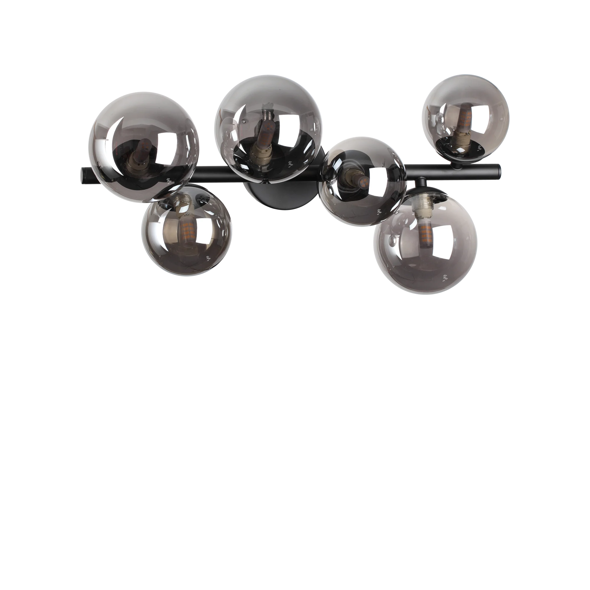 Plafón de techo Ideal Lux Perlage fumé cristal 6 luces 90W 49cm