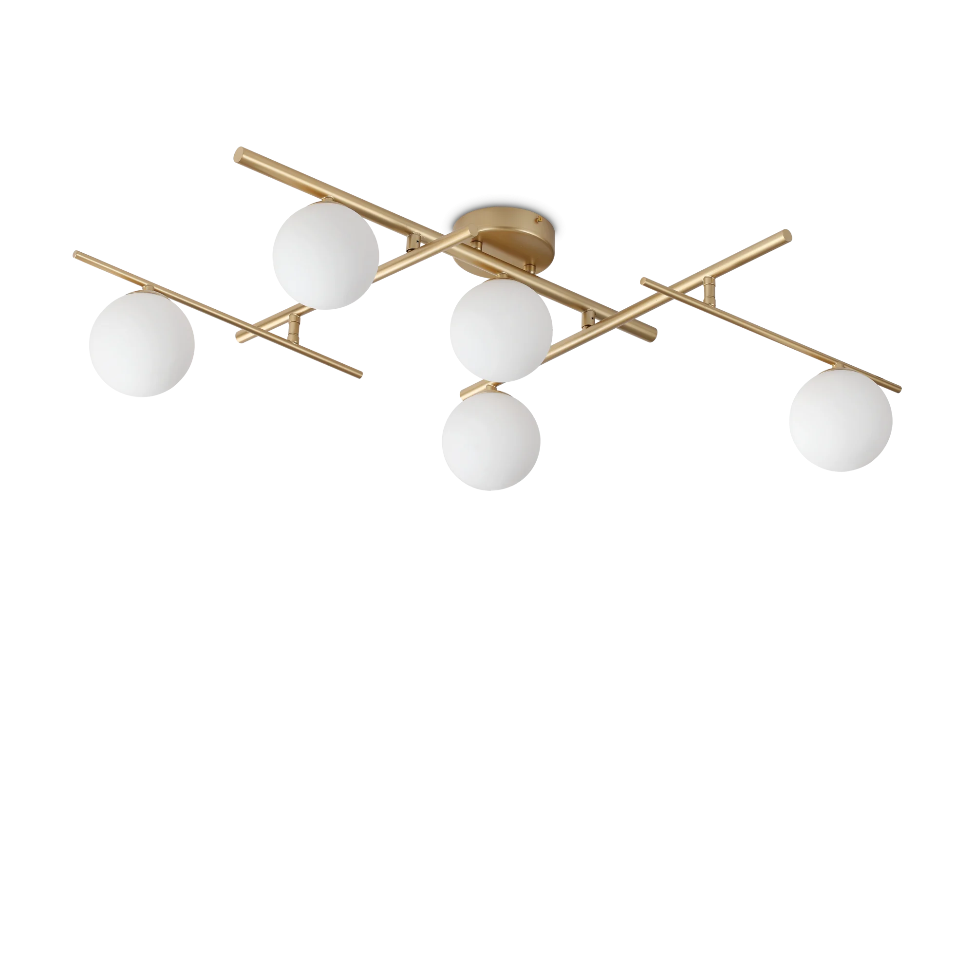 Plafón de techo Ideal Lux Atlas dorado cristal 5 luces 20W 106cm