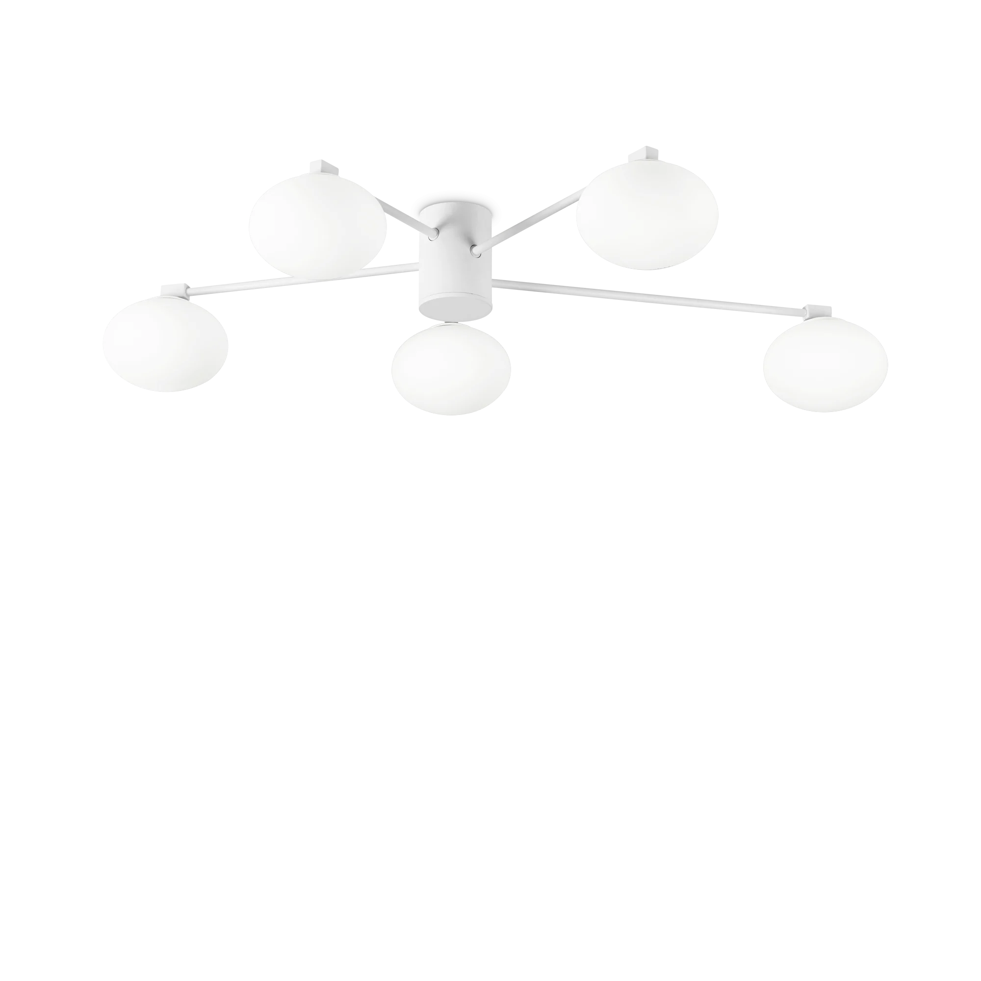 Plafón de techo Ideal Lux Hermes blanco cristal 5 luces 140W Ø90cm