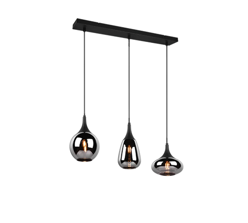 Lámpara de techo colgante Trio Lumina 3 luces negro mate 150cm 3