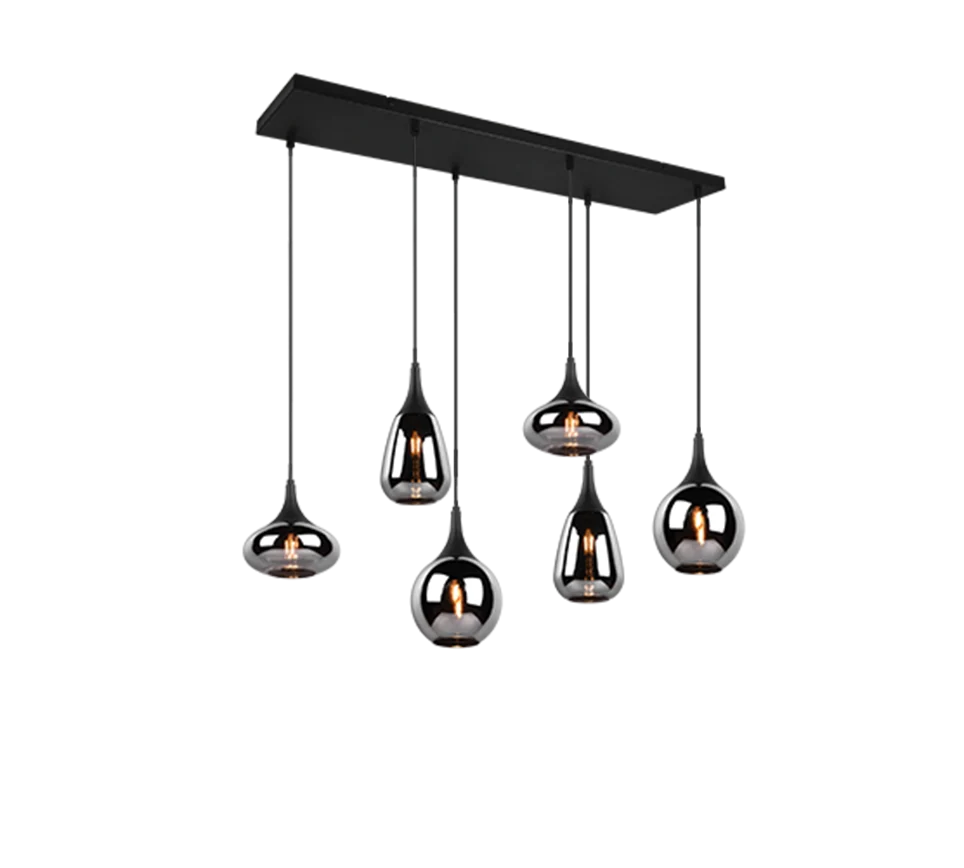 Lámpara de techo colgante Trio Lumina 6 luces negro mate 150cm 3