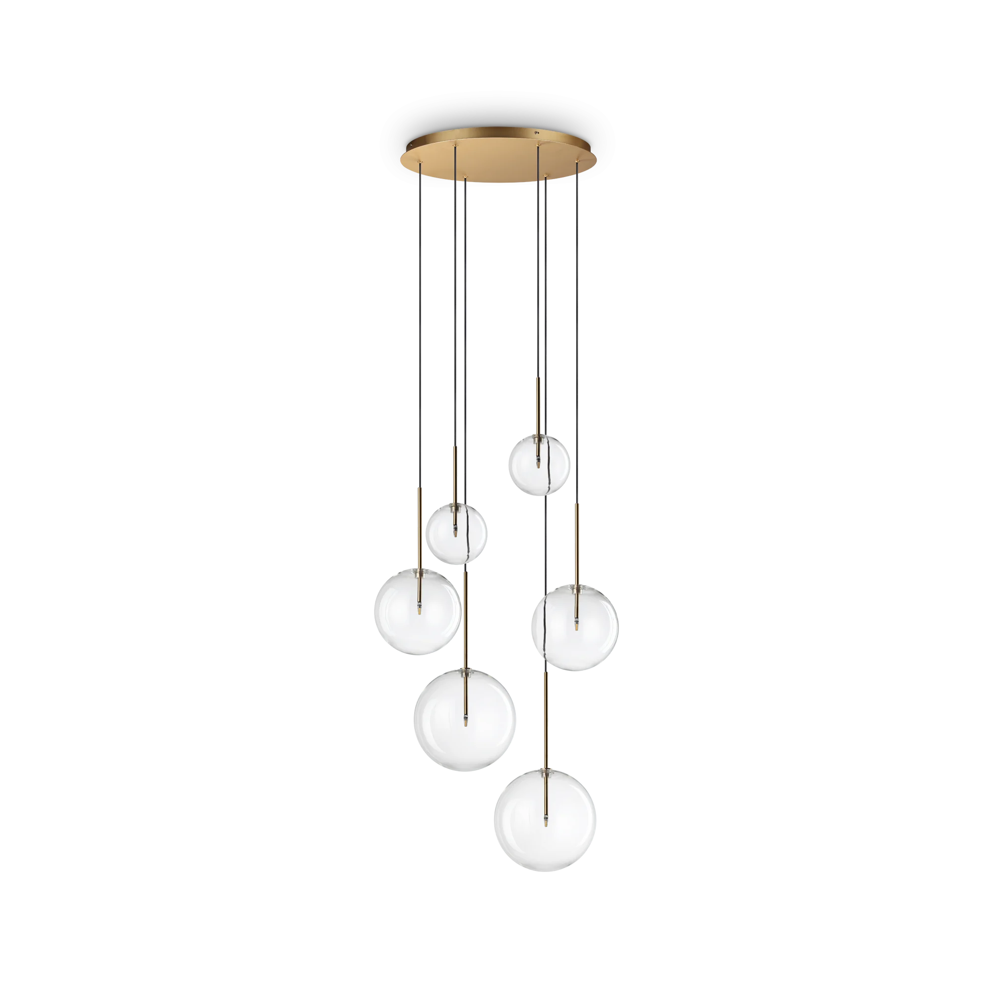 Lámpara colgante Ideal Lux Equinoxe latón cristal 6 luces 12W Ø65cm